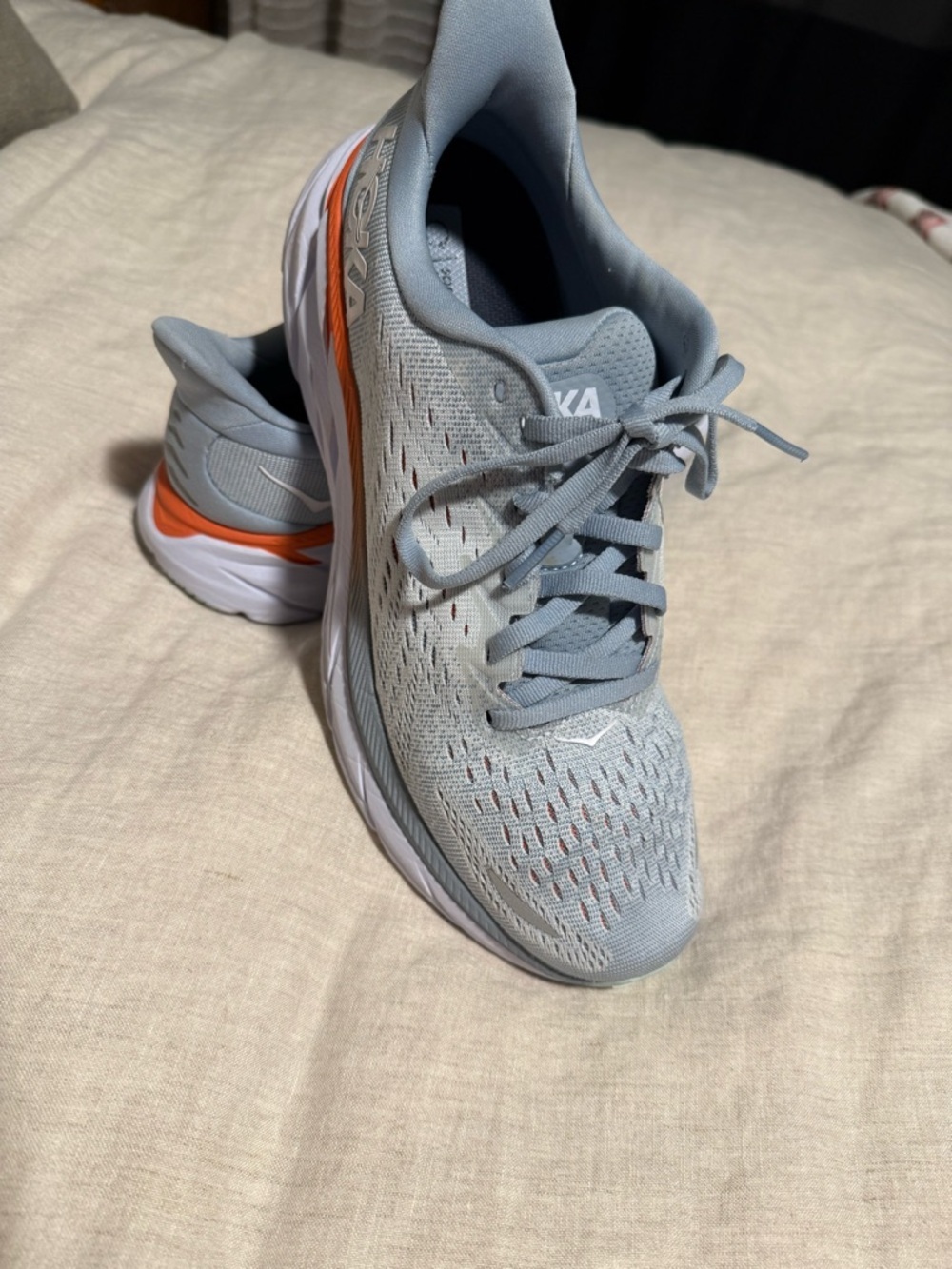 Hoka Women's Running Shoe in Light Blue with Coral Accent - Picture 3 of 6